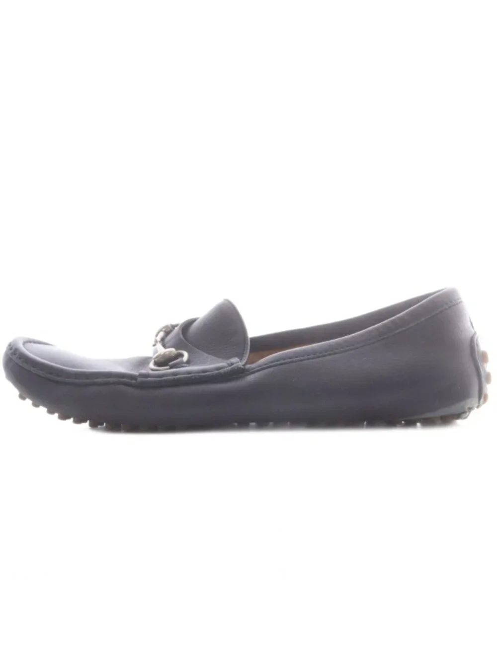 Gucci Loafers Driving Shoes Horsebit Leather Navy SR 8